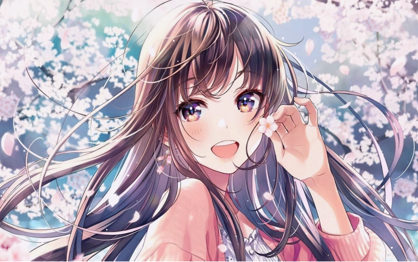 Hình nền anime cute đáng yêu với nhân vật nữ tóc hồng