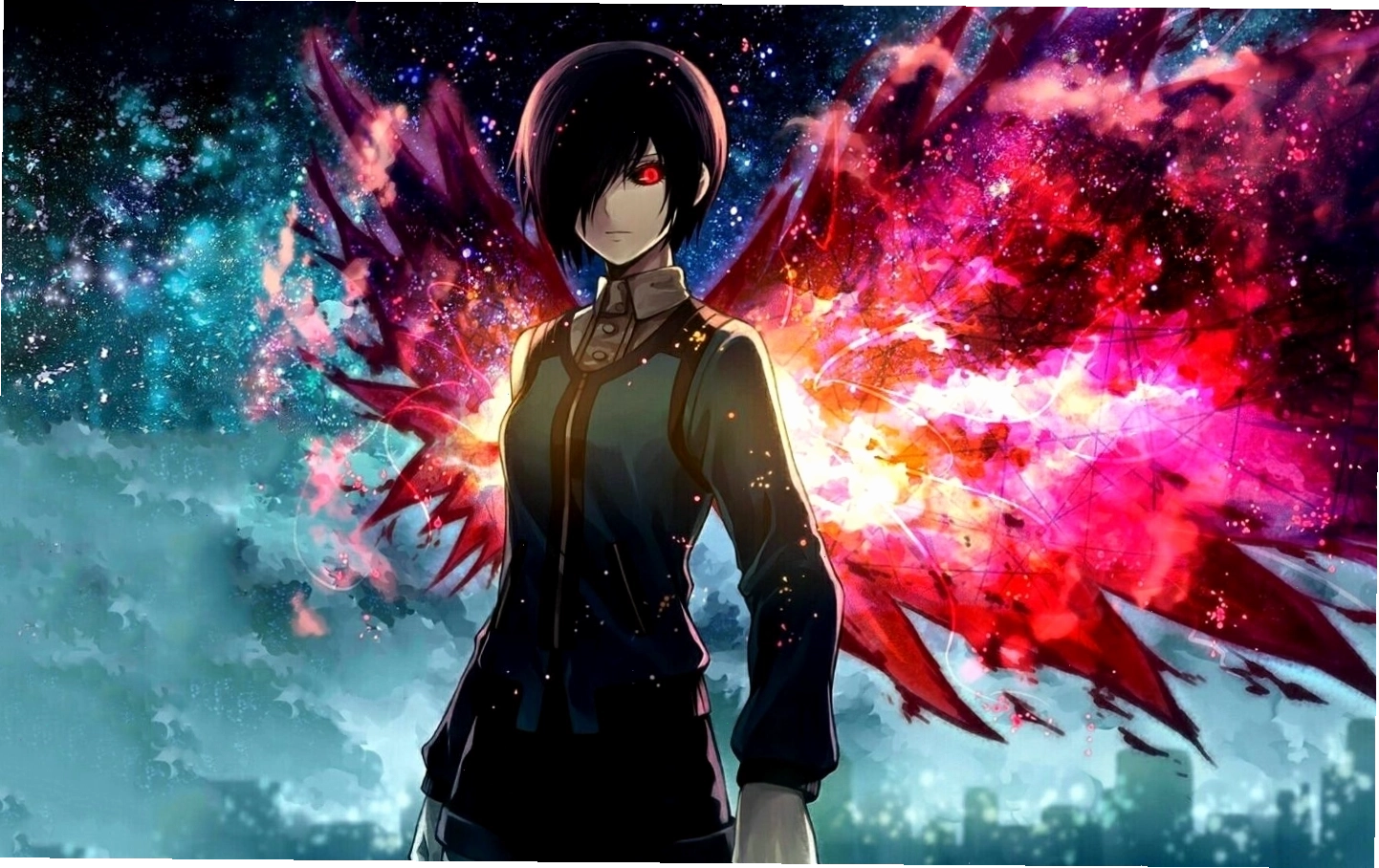 Hình nền anime lạnh lùng và quyền lực với ánh mắt sắc bén