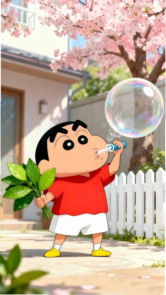 Hình nền cậu bé Shin thổi bong bóng