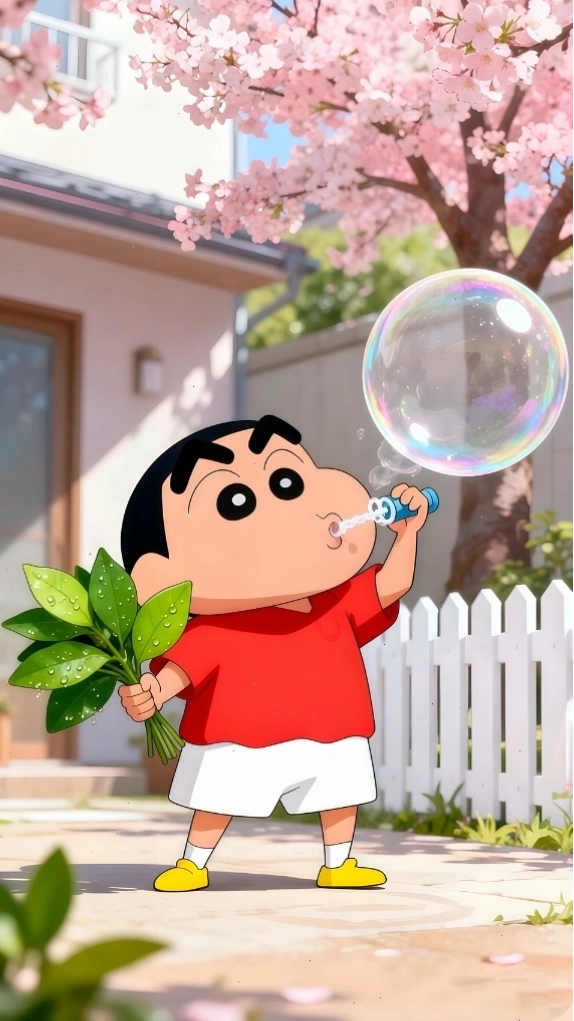 Hình nền Cậu bé Shin thổi bong bóng