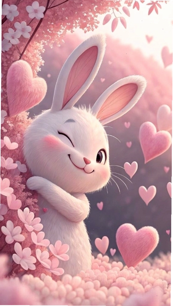Hình nền chú thỏ nhỏ trong vườn hoa hồng