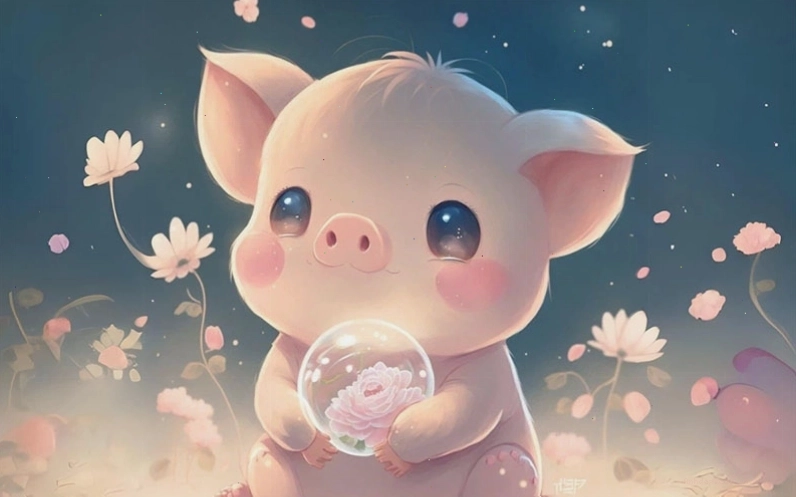 Hình nền điện thoại con heo cute với biểu cảm ngộ nghĩnh