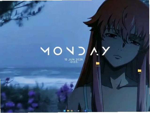 Hình nền động anime Yuno Gasai trên bờ biển (Future Diary)