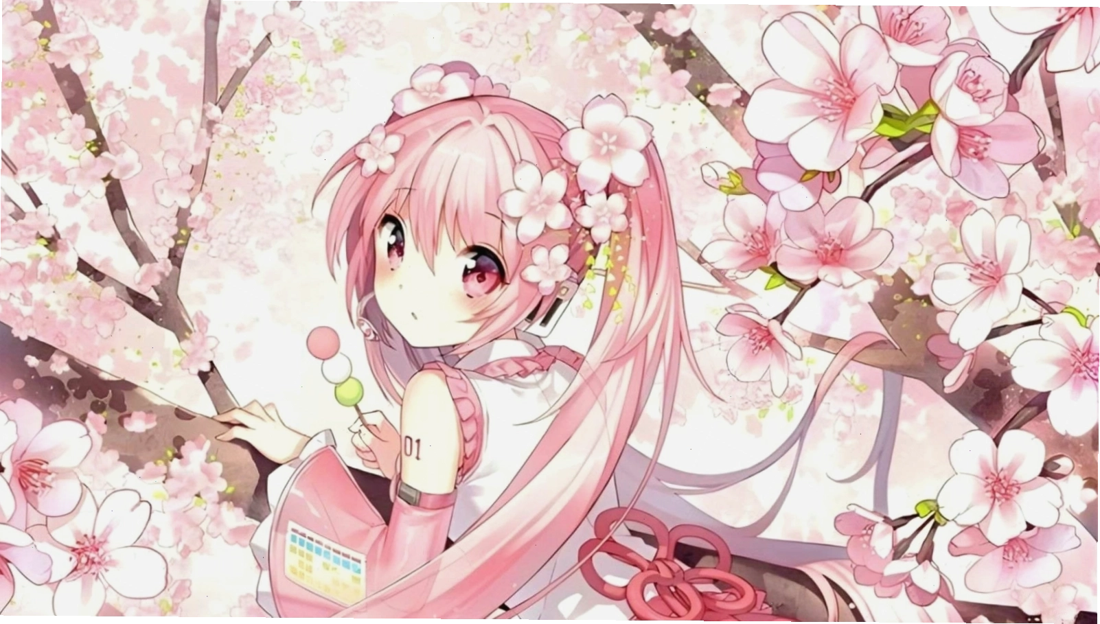 Hình nền hoa đào anime dễ thương cho máy tính