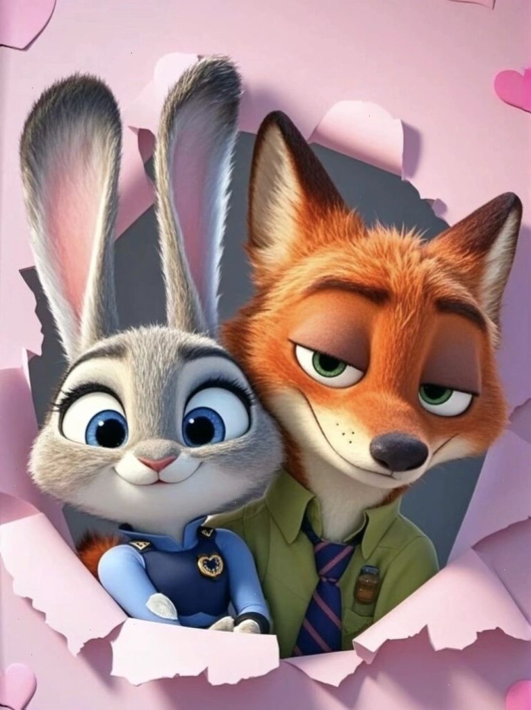 Hình nền iPad cute với cáo thỏ chui giấy tạo dáng hài hước