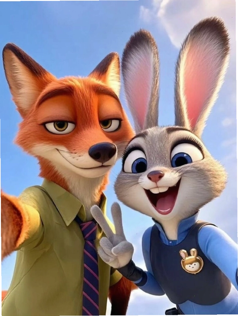 Hình nền iPad cute với cáo và thỏ selfie