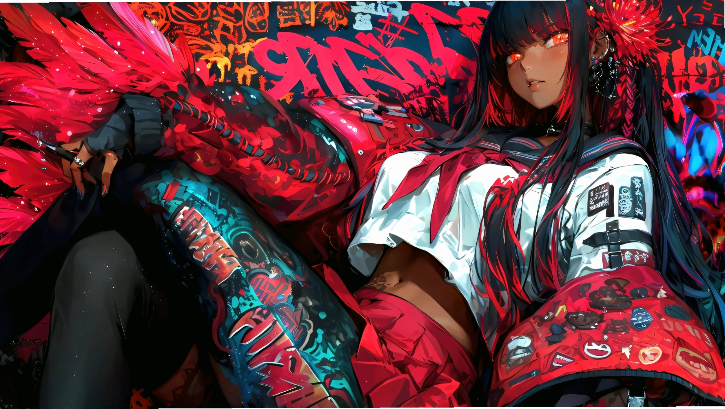 Hình nền máy tính 4k anime với nhân vật nữ trong trang phục bắt mắt