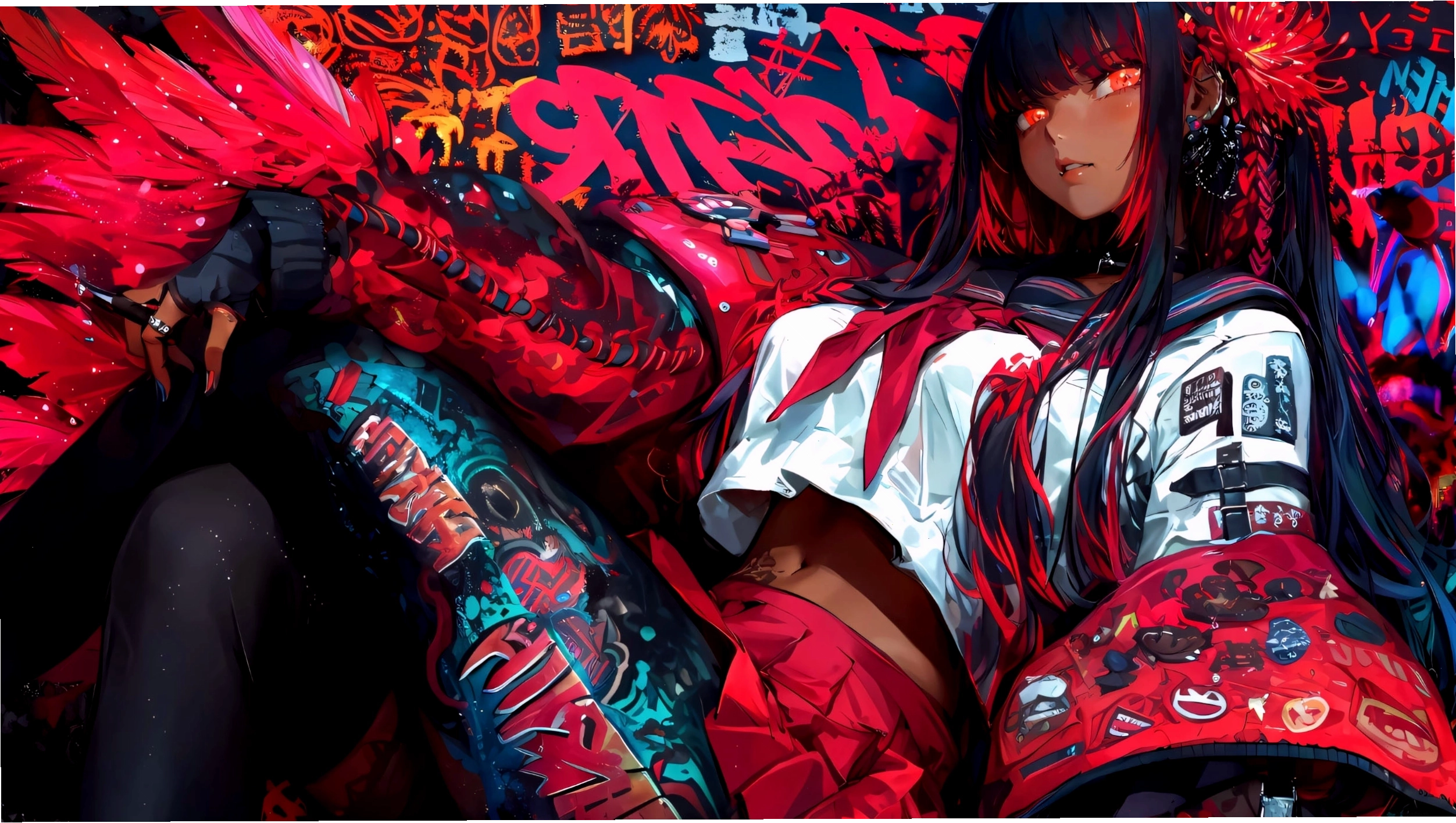 Hình nền máy tính anime với các nhân vật dễ thương và màu sắc rực rỡ