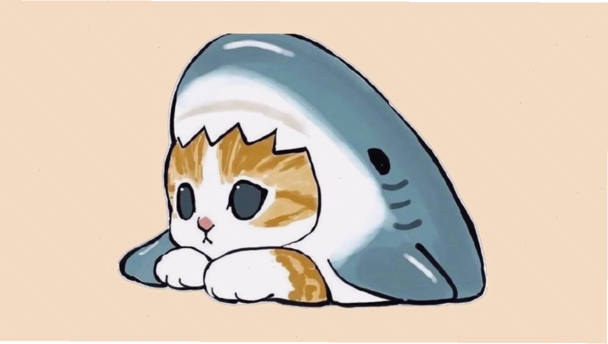 Hình nền mèo chibi cute đang chơi đùa với cuộn len