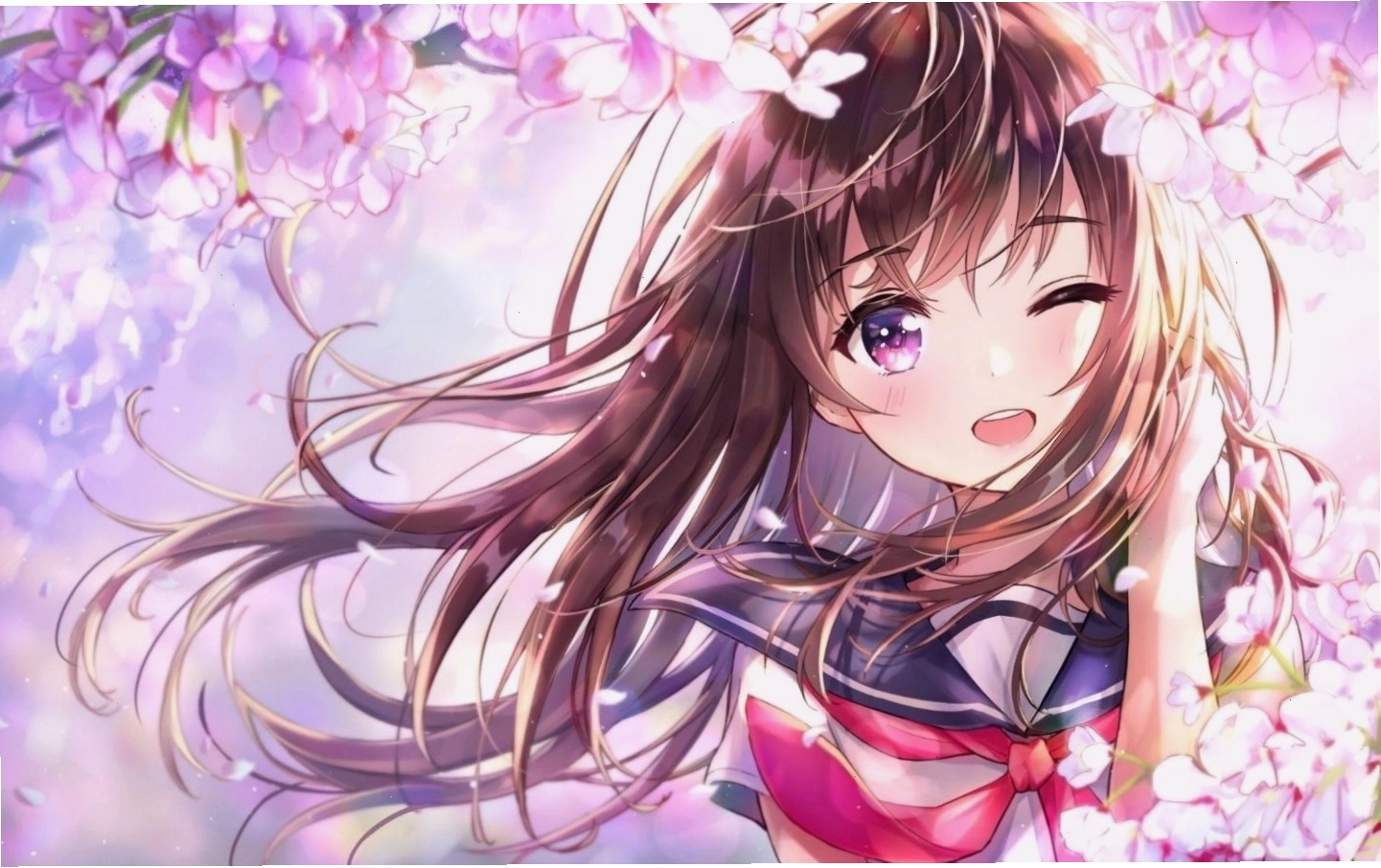 Hình nền nhân vật anime nữ cực đáng yêu với mái tóc dài và đôi mắt long lanh