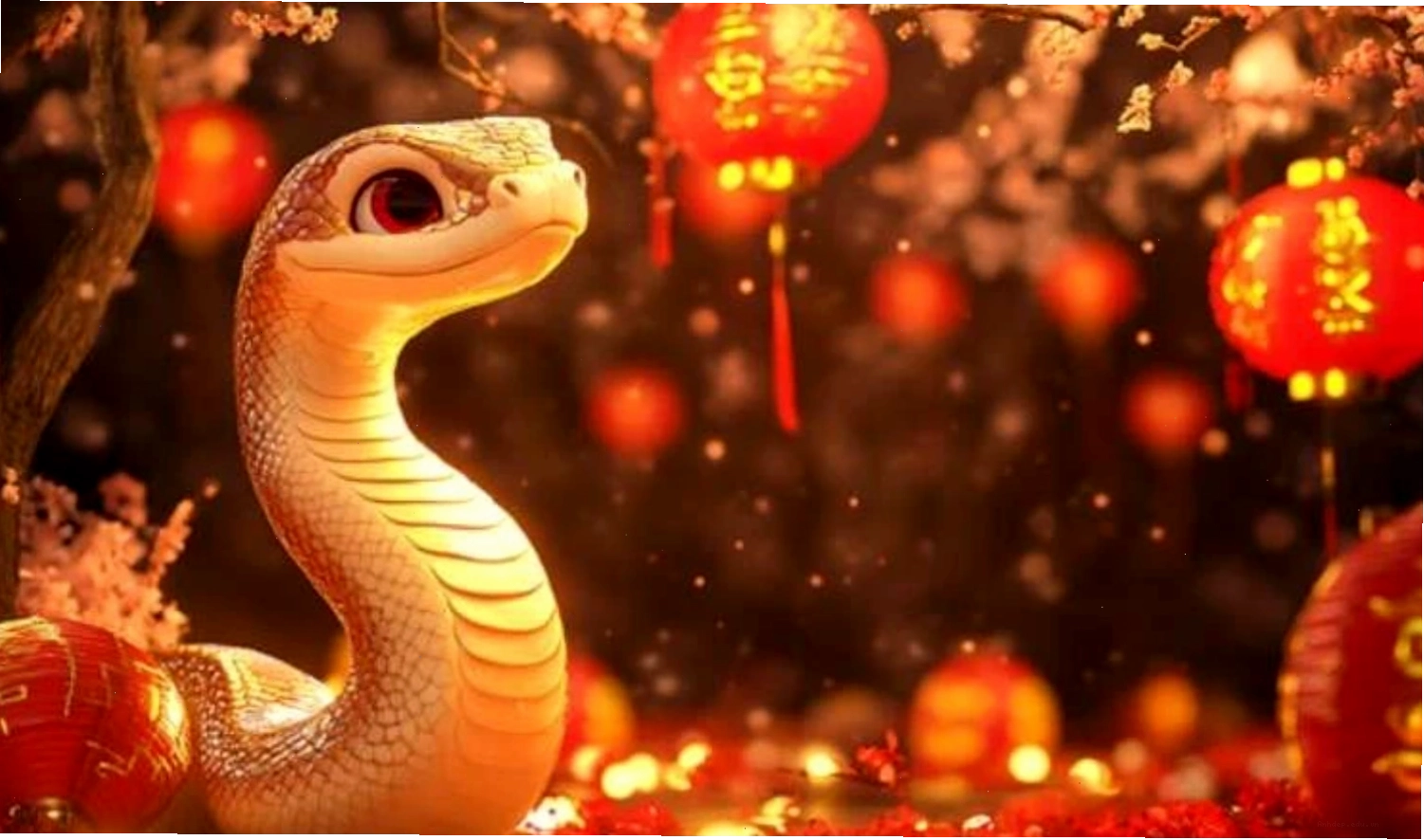 Hình nền rắn vàng chúc Tết với lời chúc ý nghĩa