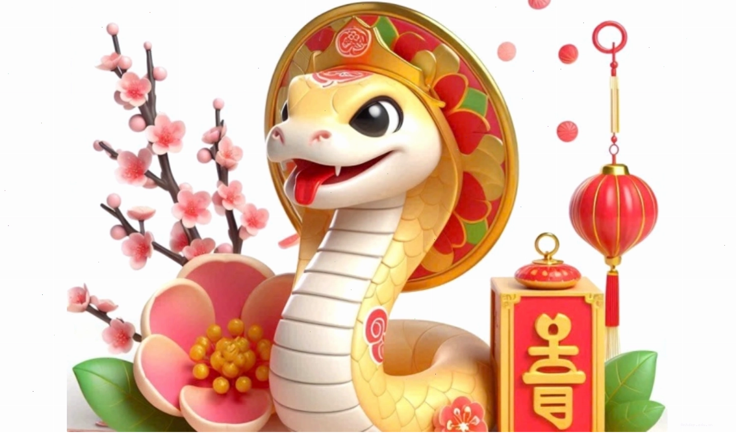 Hình nền rắn vàng họa tiết ngộ nghĩnh bên cành mai