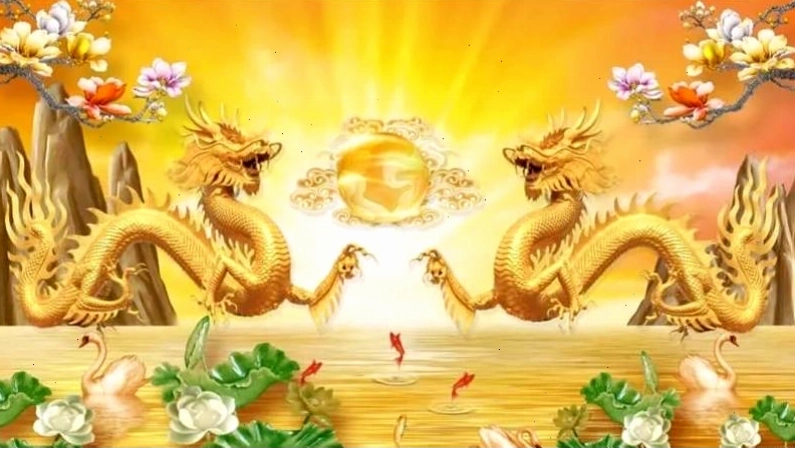 Hình nền rồng vàng ôm ngọc quý