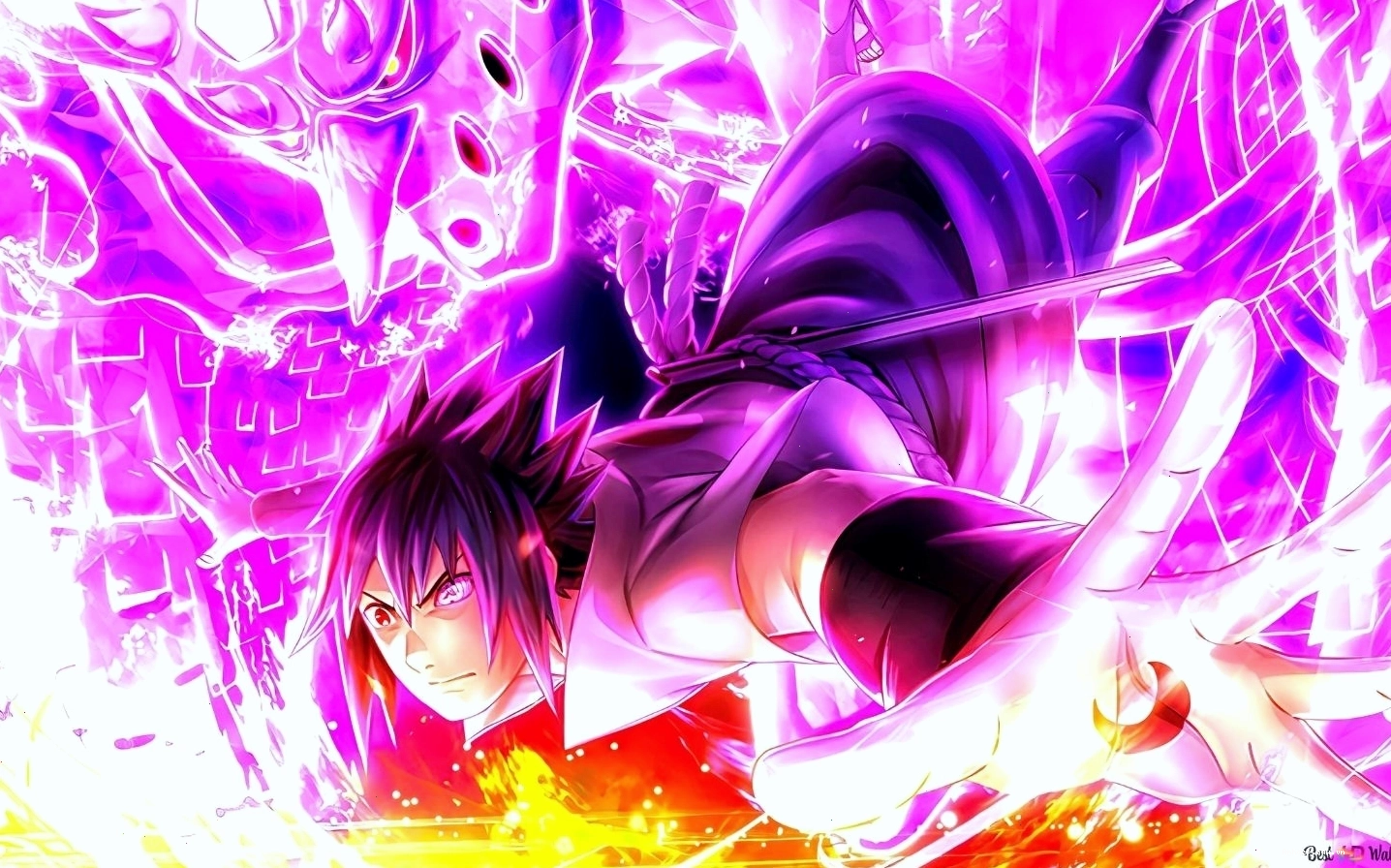 Hình nền sasuke trong phiên bản mạnh nhất, thể hiện ánh mắt sắc lạnh