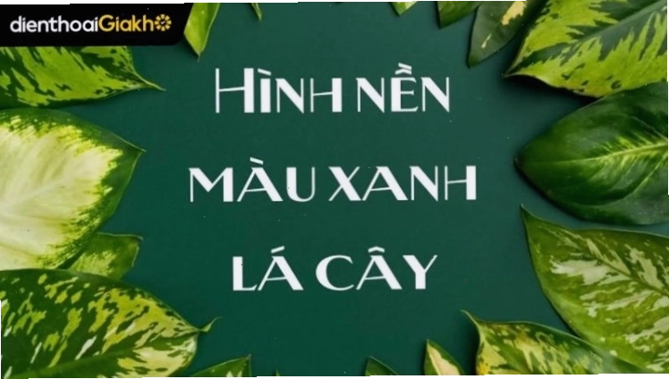 Hình nền xanh lá cây với các chi tiết lá cây được chụp cận cảnh, tạo hiệu ứng thị giác ấn tượng