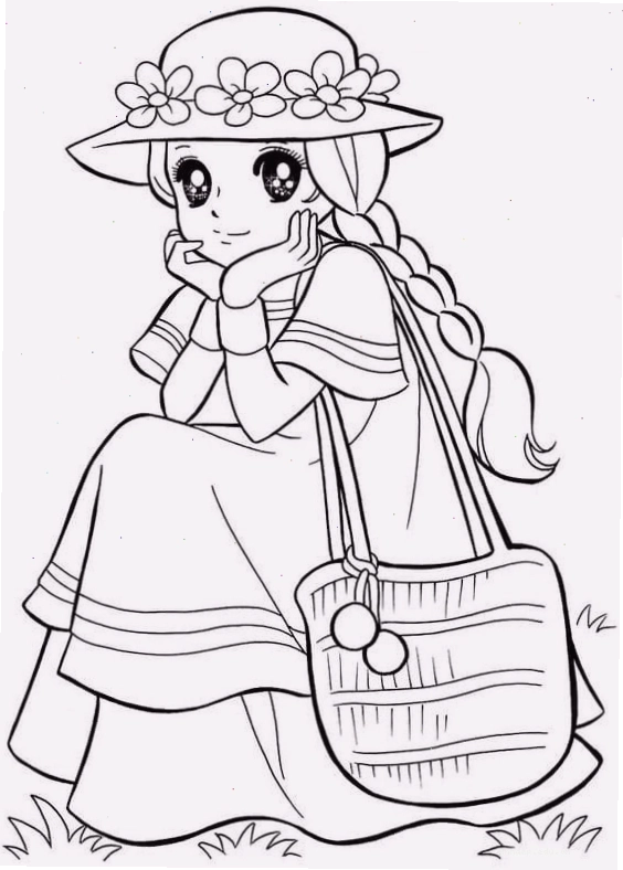 Hình nhân vật anime cute với đường nét đơn giản