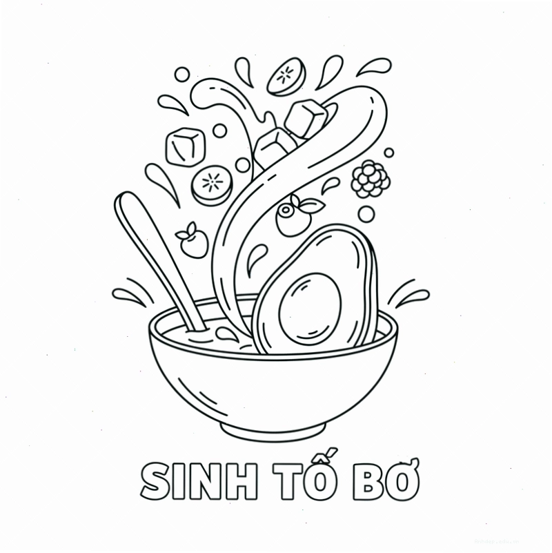 Hình quả bơ tô màu đẹp mắt với sự phối màu ấn tượng