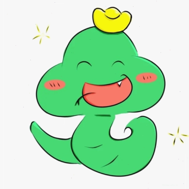 Hình rắn chibi đang nằm cuộn tròn với vẻ mặt buồn ngủ