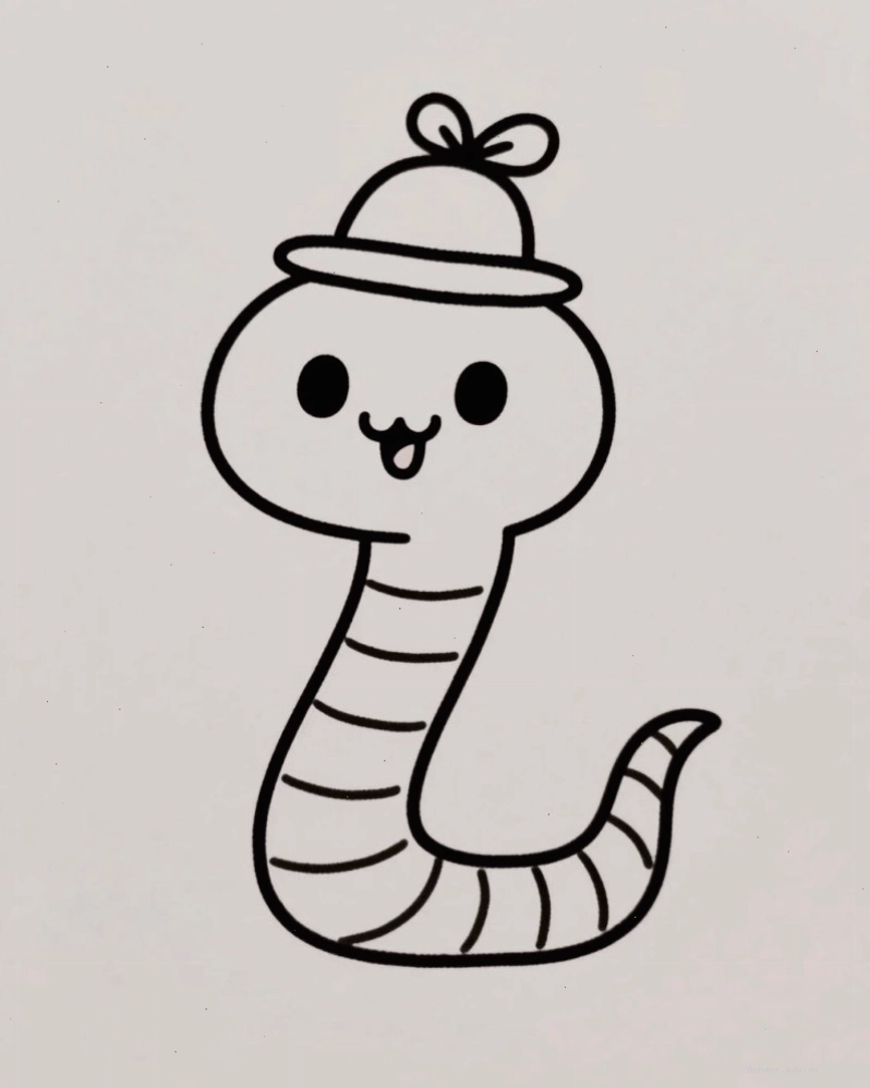 Hình rắn chibi màu vàng rực rỡ, mang lại cảm giác may mắn