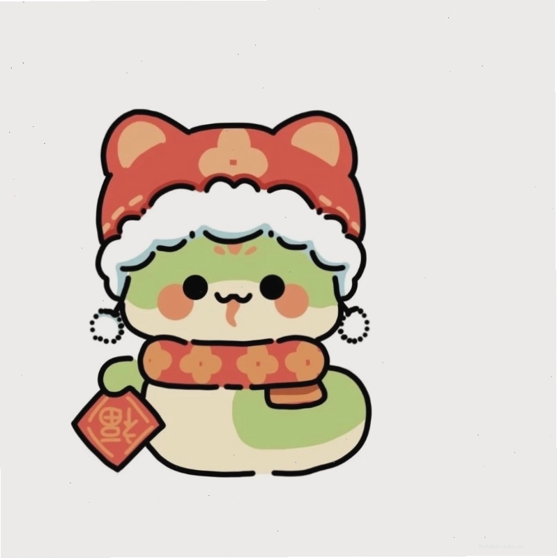 Hình rắn chibi màu xanh lá cây với đôi mắt lấp lánh