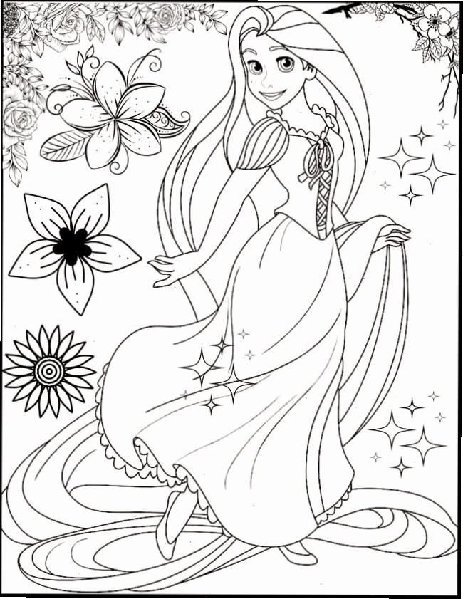 Hình tô màu công chúa Rapunzel đẹp mắt giúp bé rèn luyện sự khéo léo