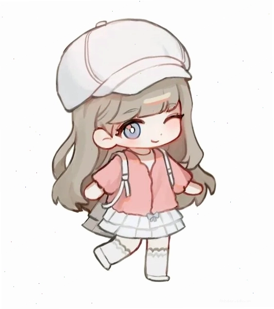 Hình vẽ Chibi nữ dễ thương với mái tóc dài
