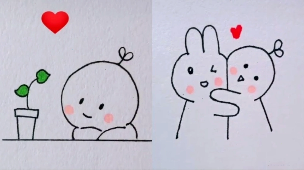 Hình vẽ dễ thương cute anime chibi một cô gái với mái tóc dài