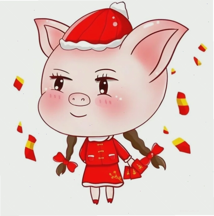Hình vẽ heo chibi với nụ cười tinh nghịch