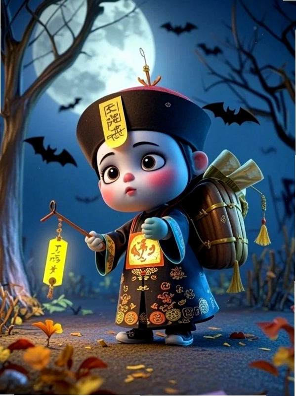 Hình vẽ ma chibi với phong cách đơn giản và đáng yêu