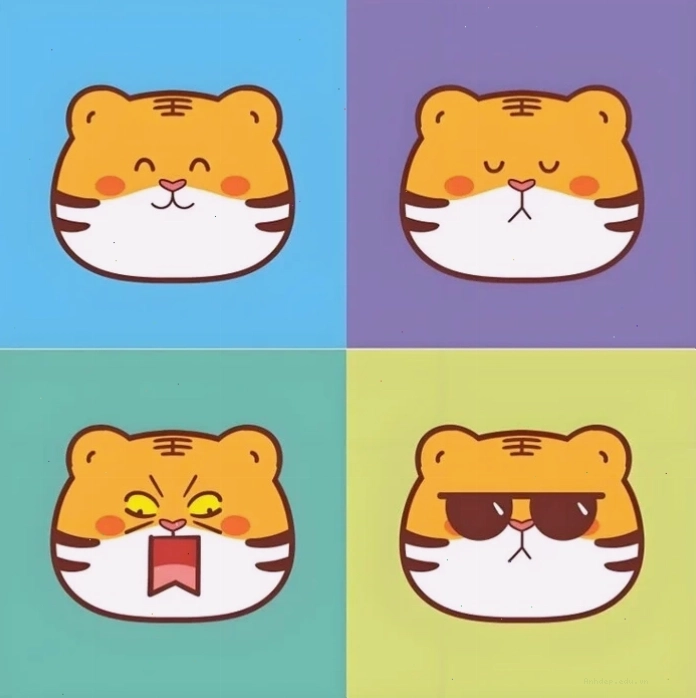 Hổ chibi cute với màu sắc tươi sáng