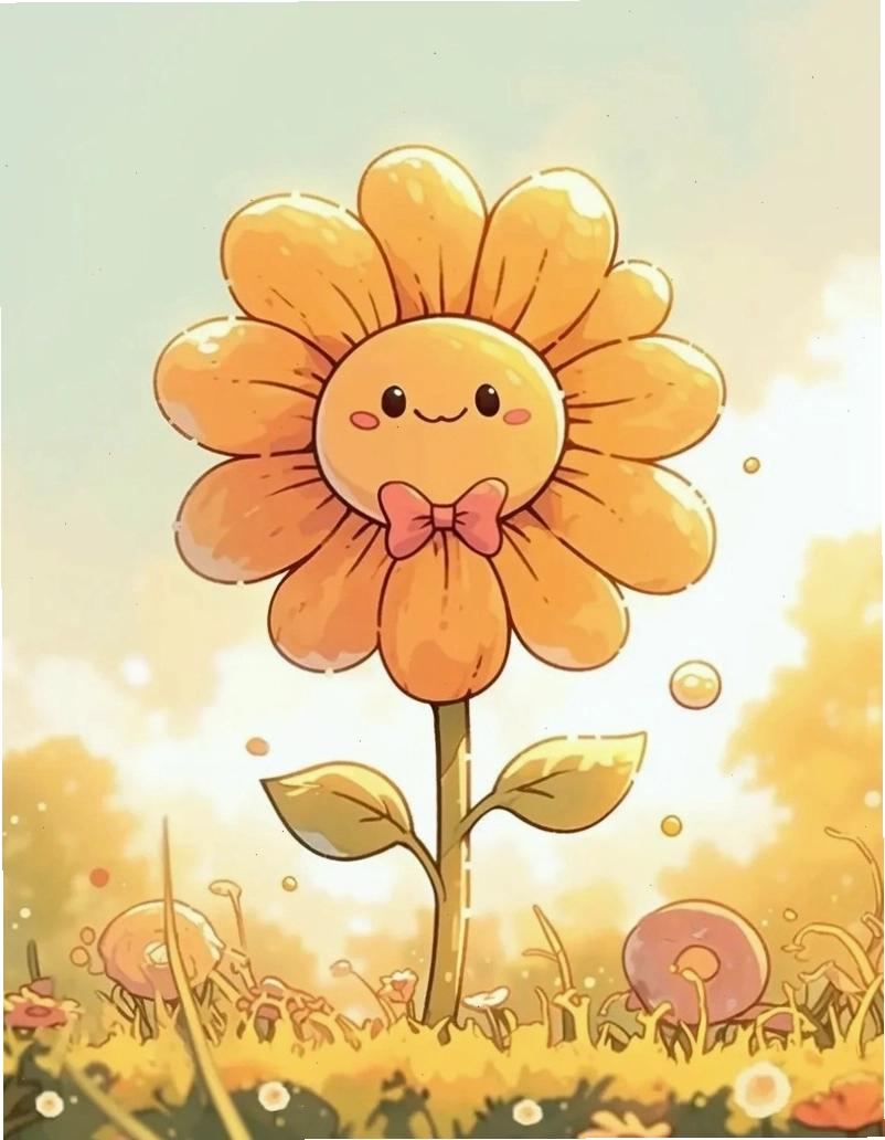 Hoa hướng dương chibi cầm trên tay