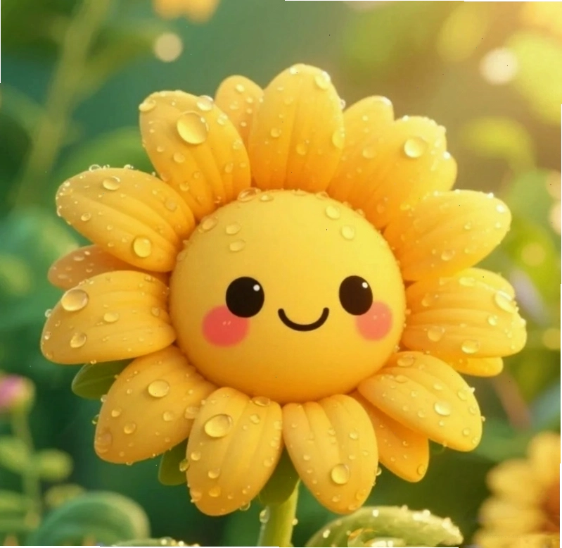 Hoa hướng dương chibi đáng yêu trong vườn