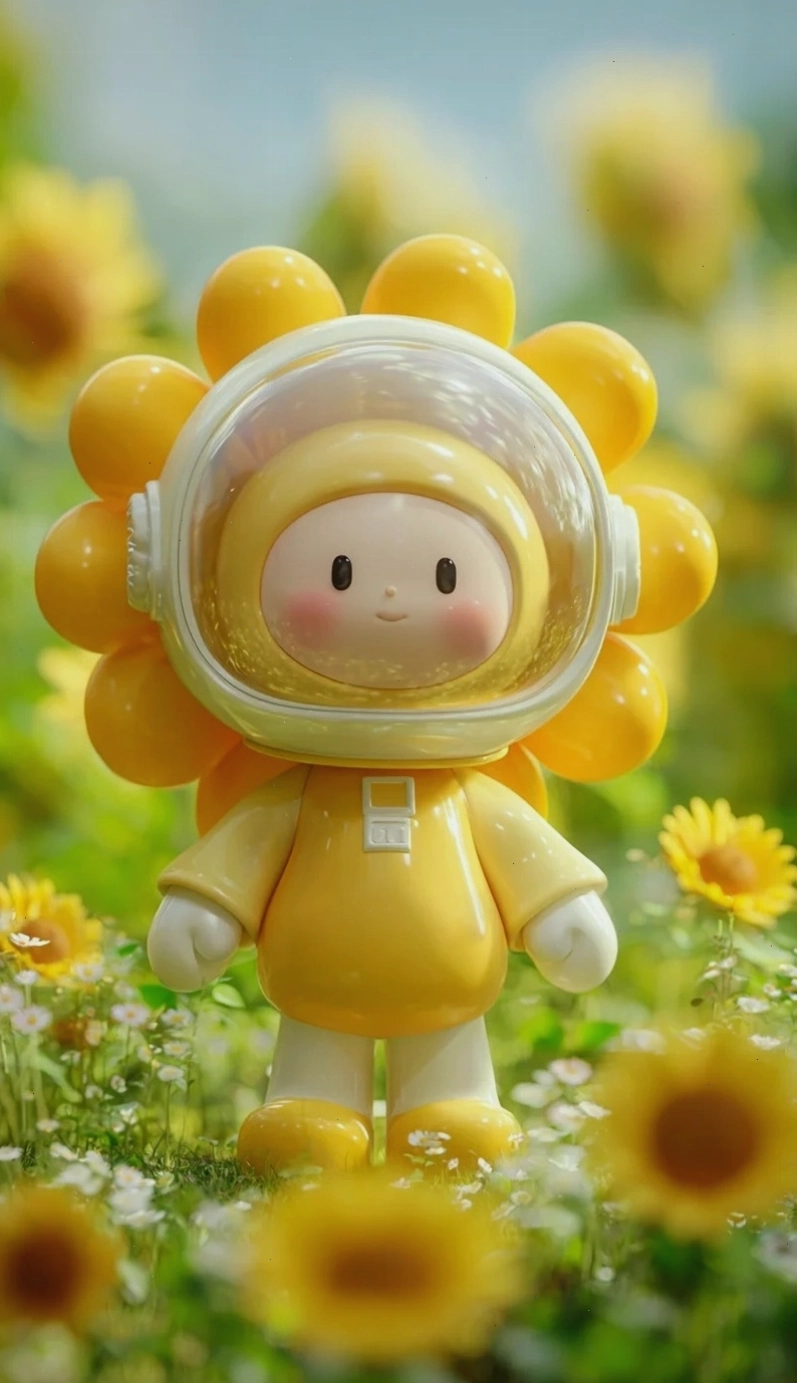 Hoa hướng dương chibi đáng yêu với đôi má hồng