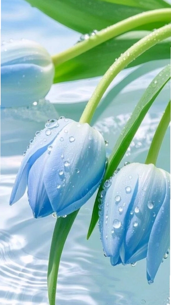 Hoa tulip xanh nở bung dưới ánh nắng