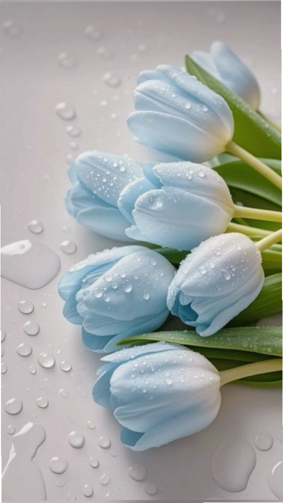 Hoa tulip xanh nở rộ trong khu vườn