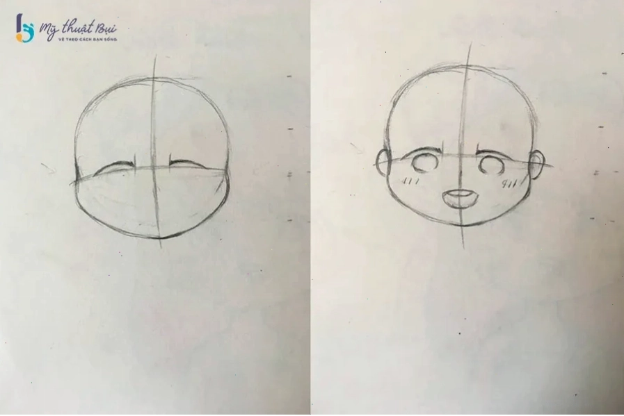 Hướng dẫn cách vẽ mặt Chibi với đôi mắt to tròn