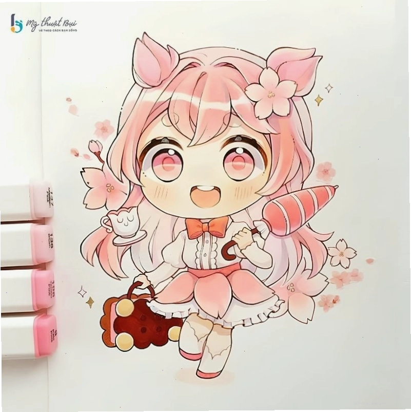 Hướng dẫn vẽ chibi cute girl từng bước với nét vẽ đơn giản