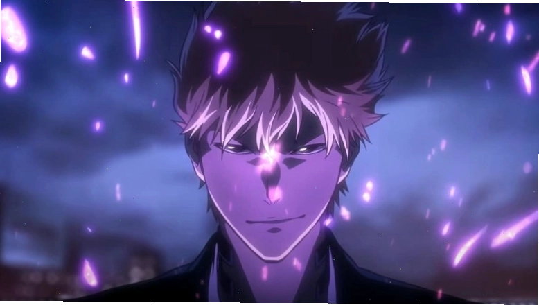 Ichigo Kurosaki surrounded by purple sparks on Bleach: Thousand-Year Blood War