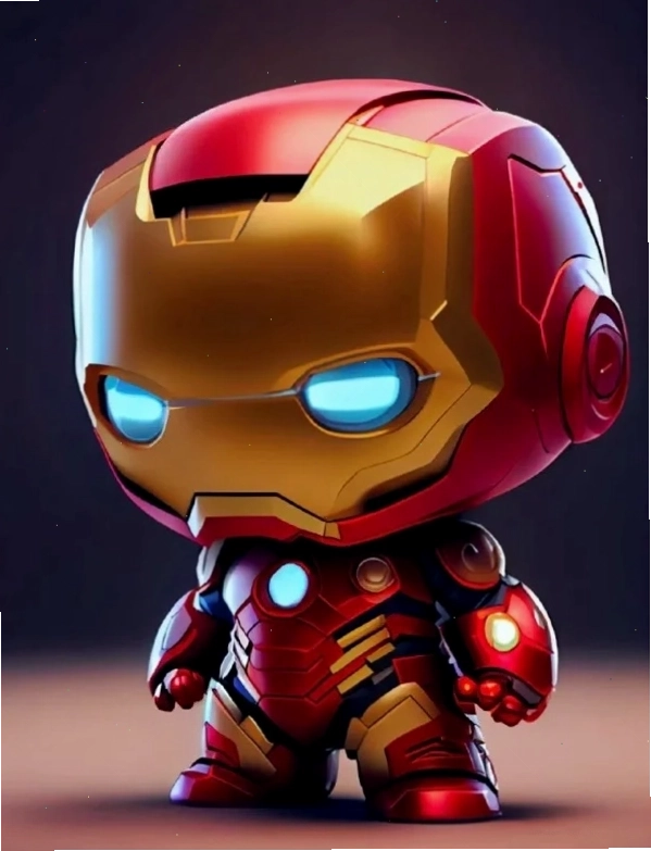 Iron Man Chibi đứng cùng các siêu anh hùng Avengers khác