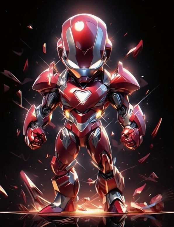 Iron Man Chibi phiên bản 3D với hiệu ứng ánh sáng bắt mắt