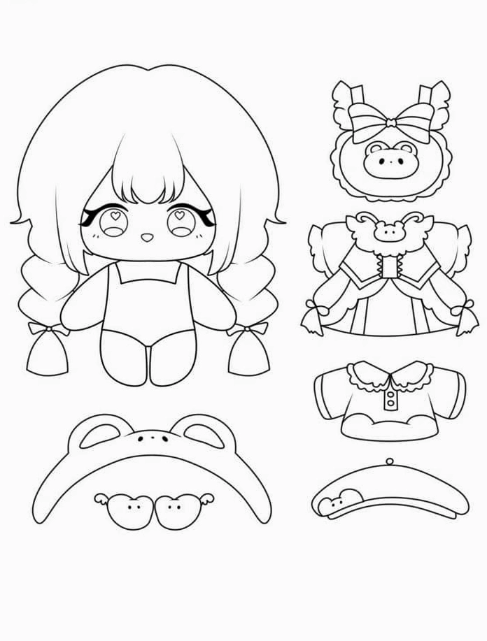 Khám phá thế giới tô màu búp bê giấy: Tranh vẽ cute cho bé thỏa sức sáng tạo