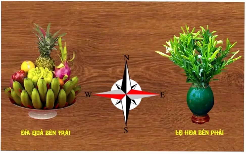 Lưu ý khi sắp xếp hoa và trái cây trên bàn thờ