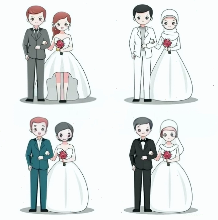 Mẫu chibi chú rể cô dâu