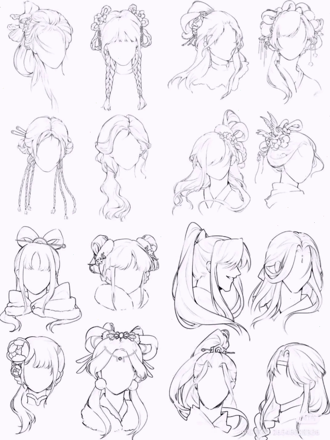 Mẫu vẽ tóc anime trung quốc