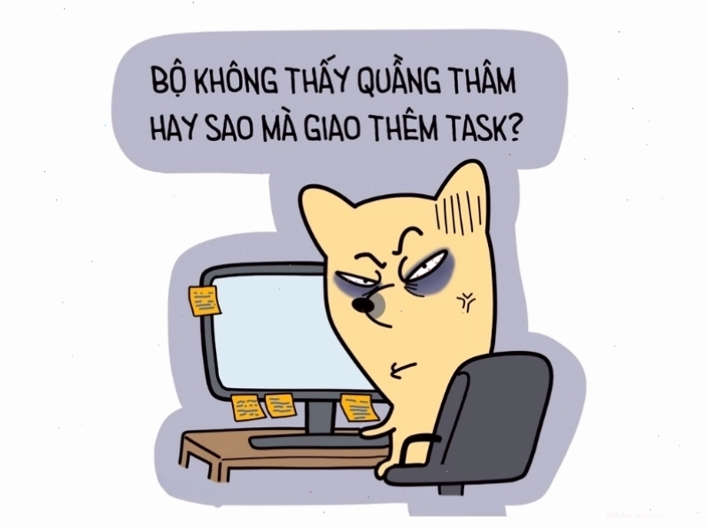 Meme hài hước thể hiện sự mệt mỏi với công việc