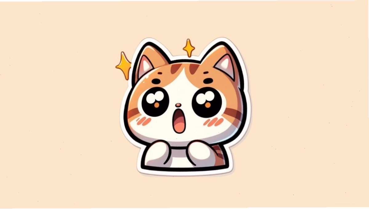 Mèo chibi cute đội mũ, đeo nơ ngộ nghĩnh