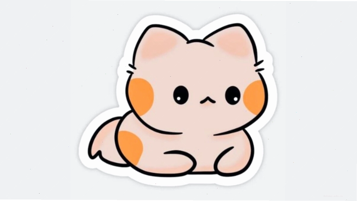 Mèo chibi cute với biểu cảm hài hước đang nhìn chằm chằm