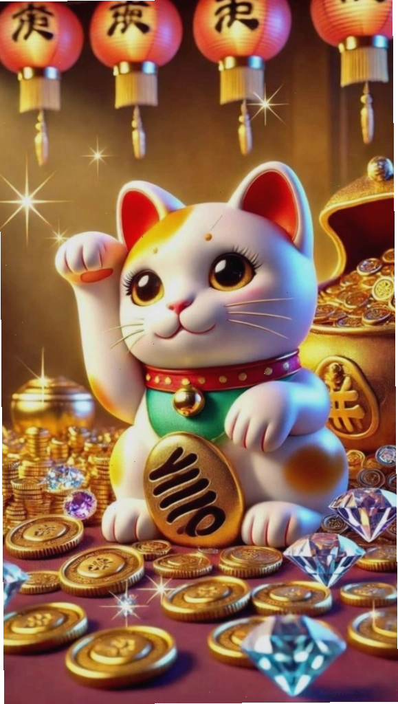 Mèo thần tài truyền thống lan tỏa may mắn đầu năm