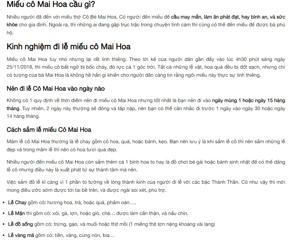 Miếu Cô Bé Mai Hoa: Khám phá sự tích và kinh nghiệm đi lễ linh thiêng