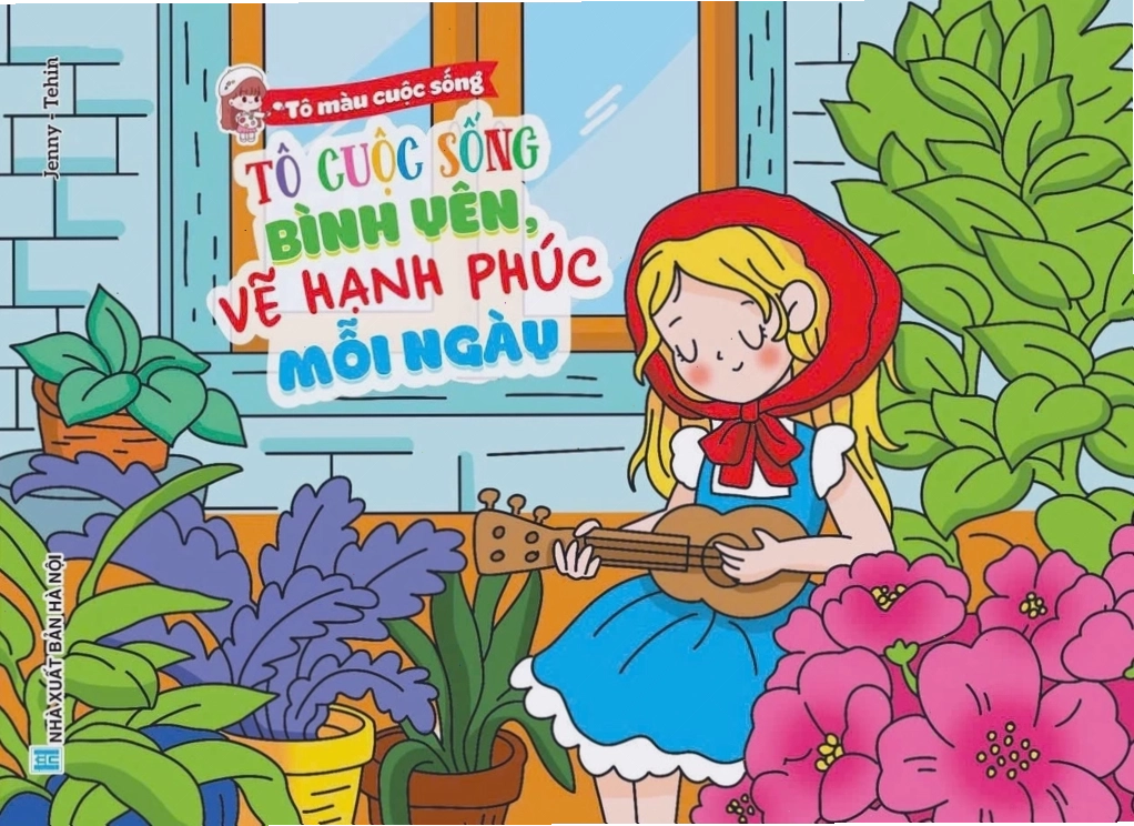 Minh họa cho việc tô màu cuộc sống bình yên với các biểu tượng hạnh phúc